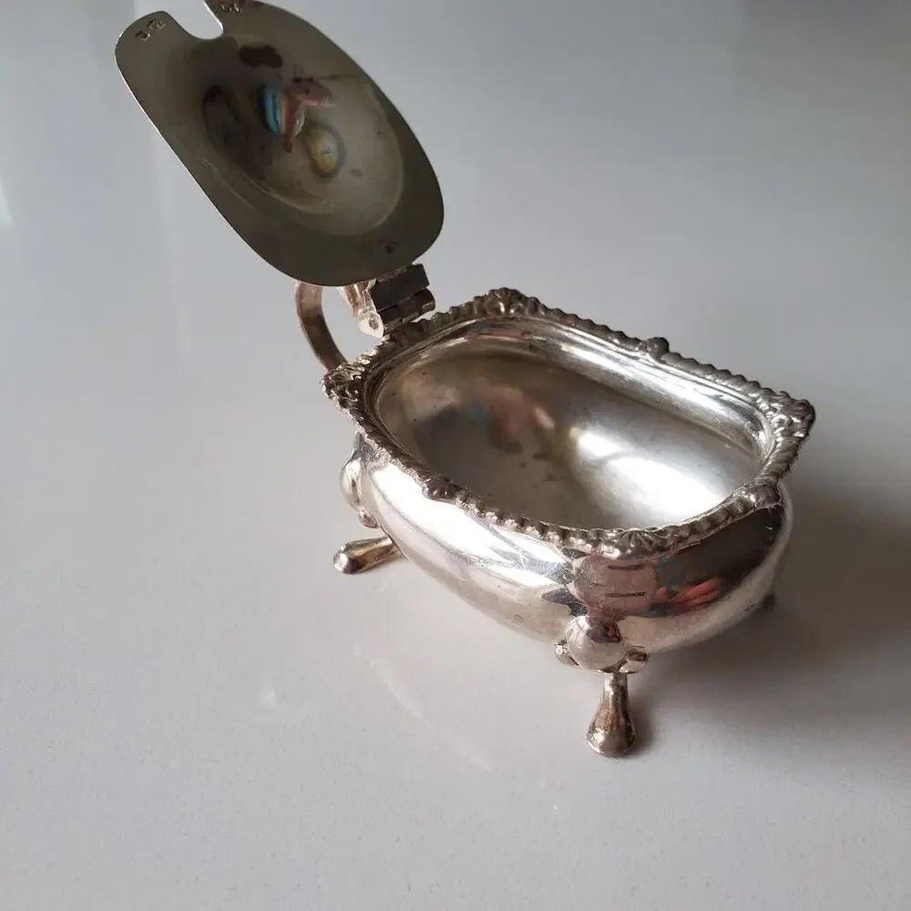 Antique Sheffield Sterling Silver Mustard Pot Barker & Bros c1900